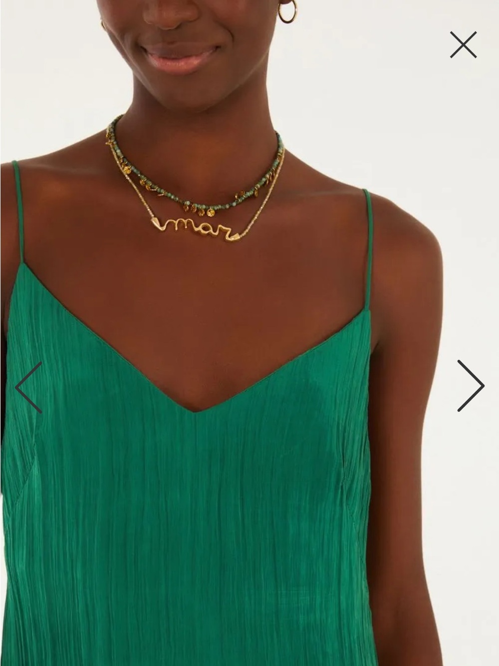 NWT FARM Rio Emerald Green Pleated Slip Maxi Dress - Picture 2 of 7